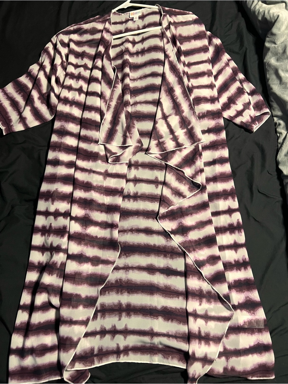 LuLaRoe Purple & White Tie-Dye Kimono